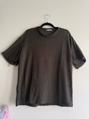 Zara Men's Short Sleeve Crewneck T-Shirt in Dark Brown size M oversized